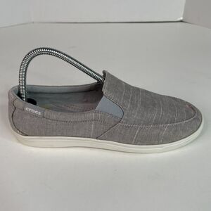Crocs CitiLane Low Slip On Womens Size 9 Shoes Grey Canvas Dual Comfort 204929